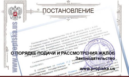 Постановление Правительства РФ от 16 августа 2012 г. N 840 "О порядке подачи и рассмотрения жалоб"